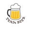 Beer mug with the inscription TEAM BEER and salute for stickers, logos, stickers and theme design. Color vector illustration