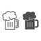 Beer mug line and glyph icon. Glass of beer with foam vector illustration isolated on white. Alcohol drink outline style