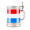 Beer mug with Luxembourgish flag, 3D rendering