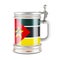 Beer mug with Mozambican flag, 3D rendering