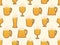 Beer mug seamless pattern. Beer with foam in glasses of various shapes. Stem glass goblets and beer mugs. Design for posters,