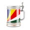 Beer mug with Seychelloise flag, 3D rendering