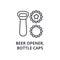 Beer opener, bottle caps line icon, outline sign, linear symbol, vector, flat illustration