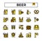 Beer outline icon set filled with color.