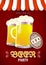 Beer party flyer. Vector illustration with beer glasses and coasters