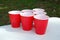 Beer Pong Drinking Game on Table Outside