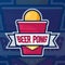 Beer pong party logo or game label. Vector illustration