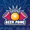 Beer pong party logo or game label. Vector illustration