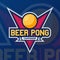 Beer pong party logo or game label. Vector illustration