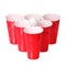 Beer pong. Red plastic cups and ping pong ball isolated