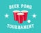 Beer Pong Tournament flyer as red cups and ping pong ball