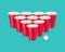 Beer Pong Tournament flyer as red cups and ping pong ball