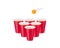 Beer Pong Tournament flyer as red cups and ping pong ball