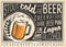 Beer poster menu with creative lettering and beer mug