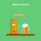 Beer pour machine pouring glass flat isometric vector 3d