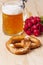 Beer, pretzel and radish