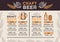 Beer restaurant cafe menu, template design.