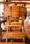 Beer restaurant indoor with wooden furniture