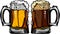 Beer or Root Beer Mugs Vector Illustration