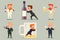 Beer Rum Whiskey Alcohol Male Guy Character Different Positions and Actions Alcoholism Icons Set Retro Cartoon Design