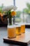 Beer samples on a restaurant table