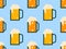 Beer seamless pattern. Glass of beer. Drink party. Design for the festival of alcoholic drinks, promotional materials and menus.