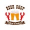 Beer shop emblem with drink and snacks