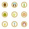 Beer shop icons set, cartoon style