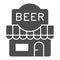 Beer shop solid icon, Craft beer concept, front facade of beer store sign on white background, alcohol bar building icon