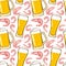 Beer and shrimps, seamless pattern