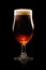 Beer in a tall glass on a dark black background. Mugs with drink like Ipa, Pale Ale, Pilsner, Porter or Stout