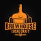 Beer tank brewery design. Brewhouse craft logo on black background