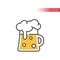 Beer tankard mug line icon with colorful fill