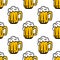 Beer tankards or mugs seamless pattern