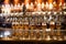 beer taps at a production line filling up glasses