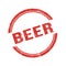 BEER text written on red grungy round stamp