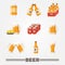 Beer vector flat icons vector set. Oktoberfest german festival