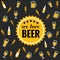 Beer vector icons background - bottle, glass, pint