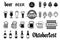 Beer vector icons set - bottle, glass, pint