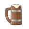 Beer wood mug. Vintage color vector engraving illustration.