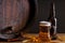 Beer and wooden barrel