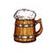 Beer wooden mug isolated sketch design