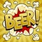 Beer word comic book pop art vector illustration