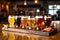 beertasting flight with a variety of different craft beers to try