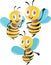 Bees 3D isolated colorful illustration