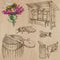 Bees, beekeeping and honey - hand drawn vector pack 6