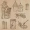 Bees, beekeeping and honey - hand drawn vector pack 9