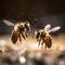 Bees close up. Healthy Organic Farm Honey. Al Generated.