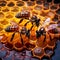 Bees Constructing Honeycomb with Intricate Precision