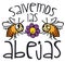 Bees with Flower and Message in Spanish Promoting Conservation Efforts, Vector Illustration